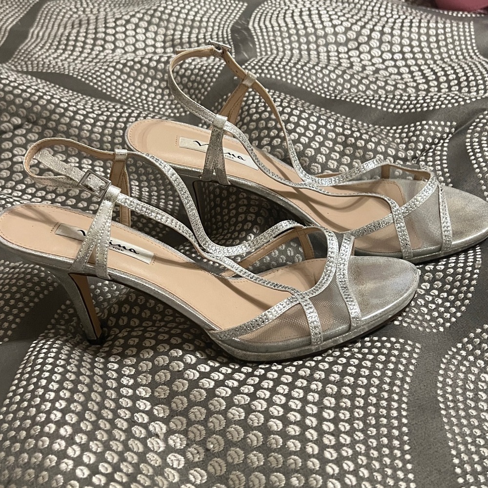 Nina Silver Strappy Heels